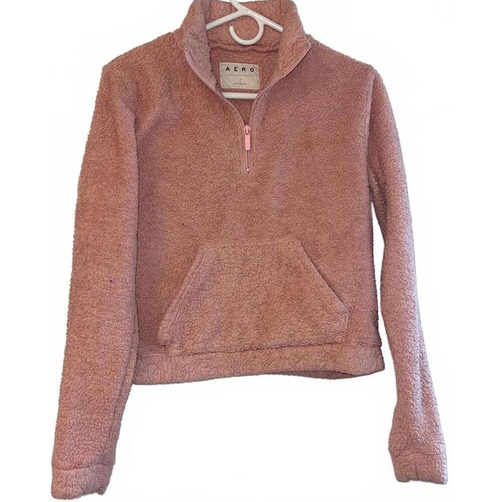 Aero pullover half zip pink sweater top size S
